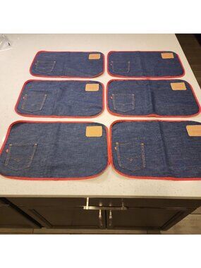 6 Levi Strauss & Co. Denim Placemats With Tag And Pocket Red Tag Levi’s 501